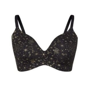 Knix Black and Gold Starry Bra